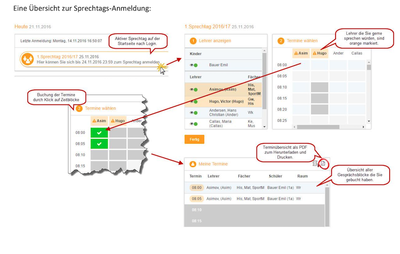 Anleitung für die Anmeldung zu den Elternsprechtagen 2024 für Eltern / Erziehungsberechtigte 